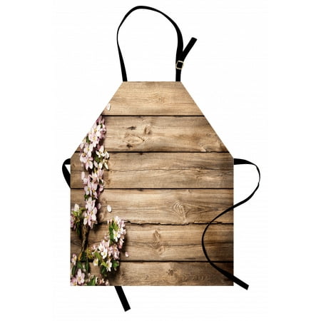 

Rustic Apron Sweet Spring Flowering Tree Branch on Weathered Wooden Blooming Orchard Image Unisex Kitchen Bib Apron with Adjustable Neck for Cooking Baking Gardening Pink Brown Green by Ambesonne
