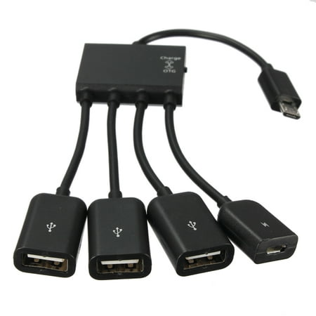 4 Port Micro USB Host OTG Hub Power Adapter Charging Cable for Samsung otg cable for samsung Android Phone & Tablet (Best Otg Cable For Nexus 7)