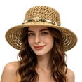 thumbnail image 5 of Women Beach Hat Khak Wide Brim Sun Straw Hats for Women Sun Hat Mens UPF 50+ Protection Floppy Foldable Summer Hats, 5 of 5