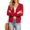 thumbnail image 2 of Domzest Button Front Cardigan for Women Lightweight Long Sleeve V Neck Knitwear Soft Basic Knit Cardigan Sweater Red L, 2 of 6