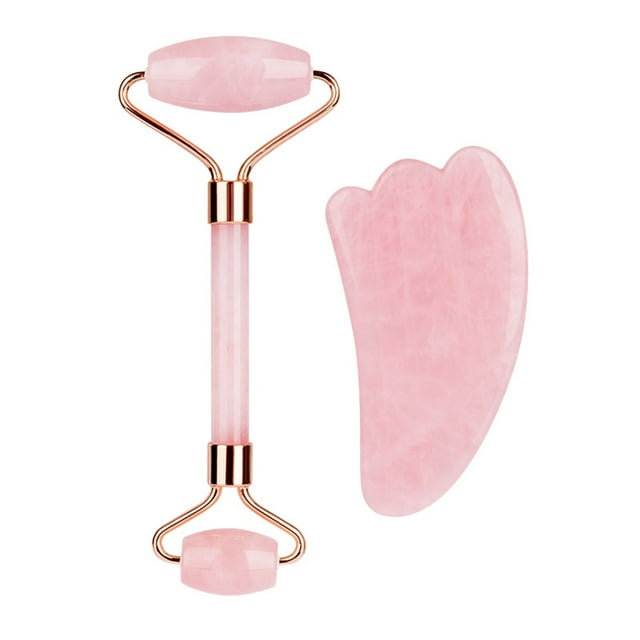 Juego de Rodillo de Jade Natural y Tabla de Cuarzo para Masaje Facial y Corporal, Incluye Estuche con Imanes Débiles, Ideal para Reducir Arrugas y Ojeras, Diseño Ergonómico para Contornos Faciales y