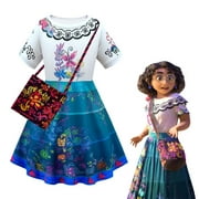 Jurebecia Girls Mirabel Costume Kids Girls Magic Family Role Play Clothes Dress up Cosplay Encanto Fancy Party Outfit 2-12 Years