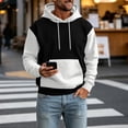 thumbnail image 4 of Mens Color Block Hoodies Long Sleeve with Pocket Pullover Hoodie Fashion Fall Winter Sweatshirt, 4 of 5