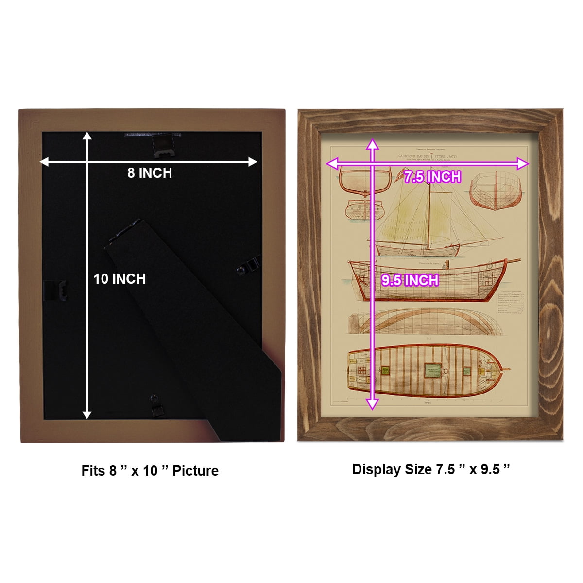 Antique Ship Plan III -Framed Print w/glass-Walnut