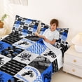 thumbnail image 3 of Castle Fairy Geometric Motocross Bike Full Size Sheets 4-Piece for Kids, Patchwork Extreme Ride Bed Sheets for Bedroom, Blue Black, 3 of 6