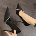thumbnail image 2 of Wensltd Black High Heels for Women Dressy Pointed Toe Shallow Mouth Heels Closed Toe Wedding Party Shoes, 2 of 5