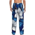 thumbnail image 6 of Mens Pajama Pants, Blue White Floral Elegance Soft Sleep & Lounge Pants for Men, Cuteness Casual PJ Bottoms Pants with Pockets, 6 of 7
