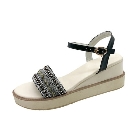 

Aufmer Sandal Wedges Shoes for Women New Sloping Heel with Buckle Ladies Thick Soles Fashion