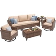 thumbnail image 7 of Ampatio 7 Pieces Patio Furniture Outdoor Conversation Set Rattan Wicker Outdoor Sectional Sofa with Swivel Chairs & Coffee Table, Beige, 7 of 7