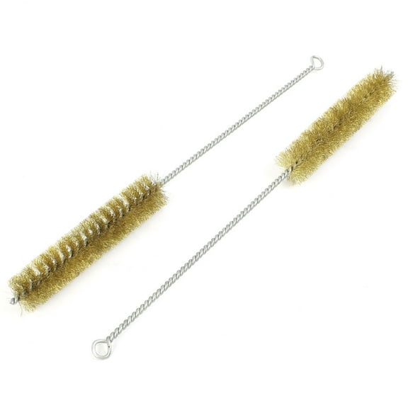 Unique Bargains Industrial 25mm Dia Brass Round Wire Pipe Tube Cleaning Brush 2Pcs