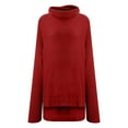 thumbnail image 3 of JINMGG 2024 Fall Winter Plus Size Sweaters for Women Clearance,Women's Solid Winter Turtleneck Sweater Sleeve Hem Pullover Knitted Sweater, 3 of 8