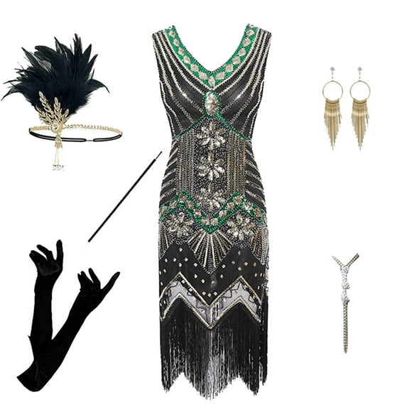 TJAZFJPA Corset Dress Women's Evening Dress Beaded Sequin Fringe Skirt Set Romper Dress Sparkly Dresses for Women