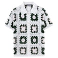 thumbnail image 5 of SCSAlgin Men's Plaid Crochet Shirts Button Down Shirt Short Sleeve Collared Casual Knit Tops Summer Beach Shirt, 5 of 7