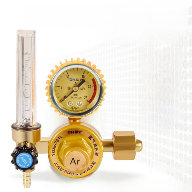 YQAr731L Anti-Fall Energy-Saving Argon Pressure Regulator with Dual-Tube Flow Meter, Accurate Gas Control Valve & Pressure Gauge – Eco-Friendly Argon Gas Management Accessory (Order No.