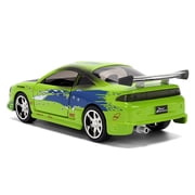 Brian's Mitsubishi Eclipse Green with Graphics (Damaged Version) The Fast and the Furious 2001 1/32 Diecast Model Car by Jada