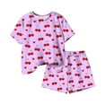 thumbnail image 4 of Cethrio Girls Summer Outfit Sets 2 Piece, Short Sleeve Crew Neck School Kids' Clothing Sets Purple Size 6, 4 of 5
