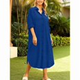 thumbnail image 5 of Bxsruta Womens Button Down Shirt Dress Casual Long Sleeve Collared Midi Dresses Beach Cover Up, 5 of 7