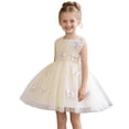 thumbnail image 2 of ITSAME Girls Tutu Dress, Puffy Tulle Waist-Cinching Sleeveless Kids Wedding Pageant Party Prom Gown Beige 2-3T, 2 of 7