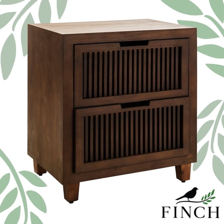 Finch Sawyer 2-Drawers Solid Ash Wood Frame Cabinet in Brown