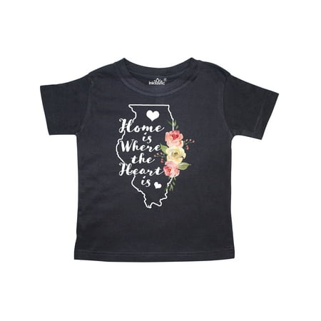 

Inktastic Illinois Home is Where the Heart is with Watercolor Floral Gift Toddler Boy or Toddler Girl T-Shirt