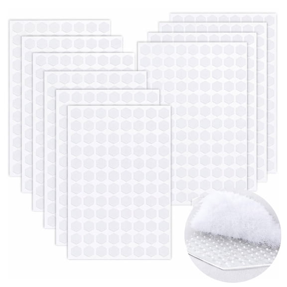 Troxlin 1080 Sticky Back Hexagon Hook and Loop Dots, Self Adhesive Hexagon Dots, 10 mm/0.39 in, for Classroom, Office, Home and Arts & Crafts, White