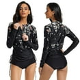 thumbnail image 1 of Lishi Geometric Print Rash Guard Two-Piece Swimsuit - Women's UV Protection Bathing Suit, 1 of 5