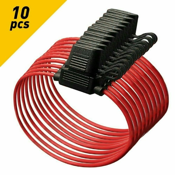 10 Pack 14 Gauge In-line ATC/ATO Fuse Holder 30 AMP Blade Fuse Cover 12V