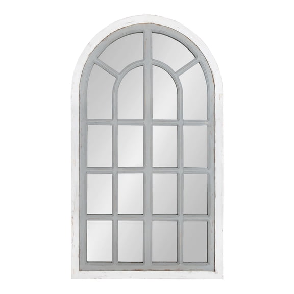Kate and Laurel Boldmere Traditional Windowpane Accent Mirror, 22" x 38", White and Gray, Rustic Farmhouse-Inspired Home Decor