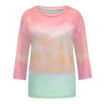 thumbnail image 3 of JINMGG Fall Tops for Women Fashion Women's Summer Round-Neck 3/4 Sleeve Print Casual Outing Blouses Tops Red S, 3 of 3