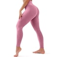 thumbnail image 3 of No Front Seam Yoga Pants Womens with Wide Waistband - Tummy Control Workout Leggings, Squat Proof & High Waisted Pink XL 23" Inseam, 3 of 6