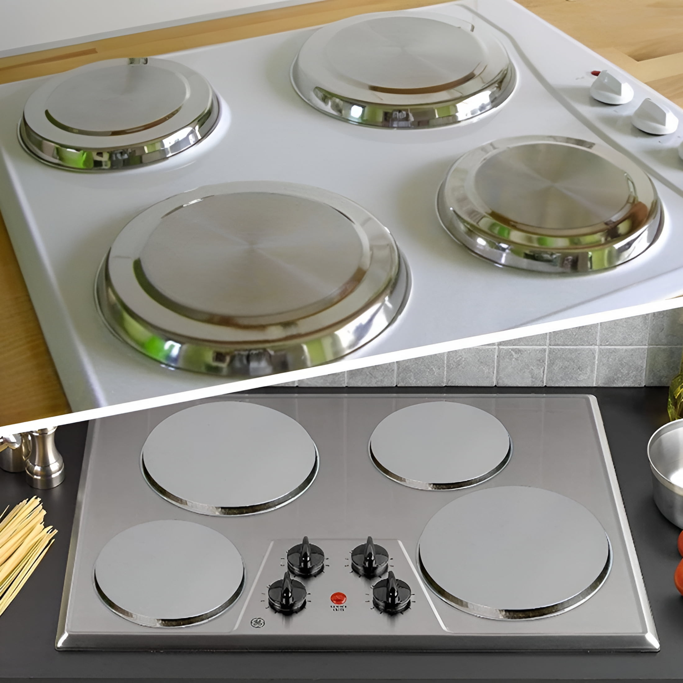 ACDANC 2026 New 4Pcs Stove Guard for Gas Stoves Gas Stove Burner Protectors for Kitchen, Home, Apartment Silver Round