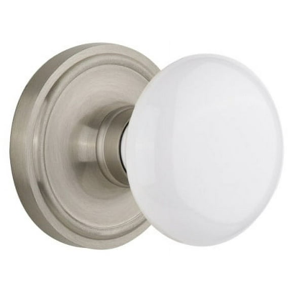 Nostalgic Warehouse Clawhi_Prv_234_Nk Vintage White Porcelain Privacy Door Knob Set -