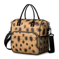 Beige and Black Of Leopard Print Womens Lunch Box for Work,Insulated Large Lunch Bag for Tween and Teen,Loncheras Para Mujer,Leakproof Adult Lunch Bag for Work,Beach,Travel,Picnic,Camping