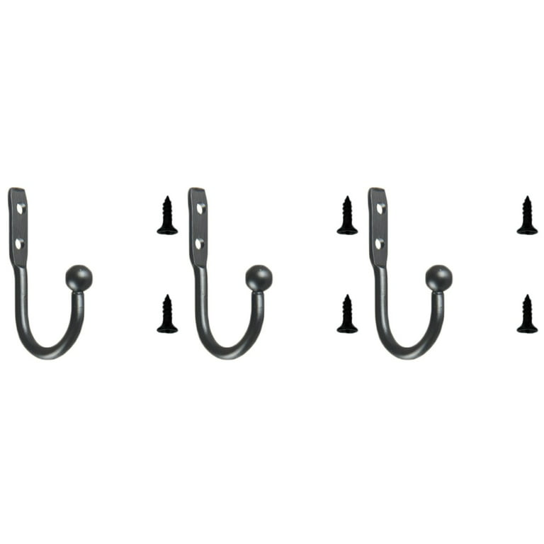 Bestonzon 9 pcs Mini Hook Single Small Size Wall Hooks Decorative Door  Hanger Metal Alloy Wall Hangers Black Hooks(1 hook and 2 screws) 