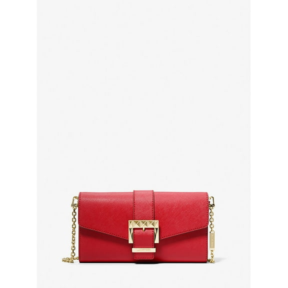 MICHAEL KORS Penelope Medium Saffiano Leather Clutch-Crimson