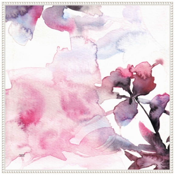 Amanti Art Watercolor Floral Pink Purple Trio II Framed Canvas Wall Art Print