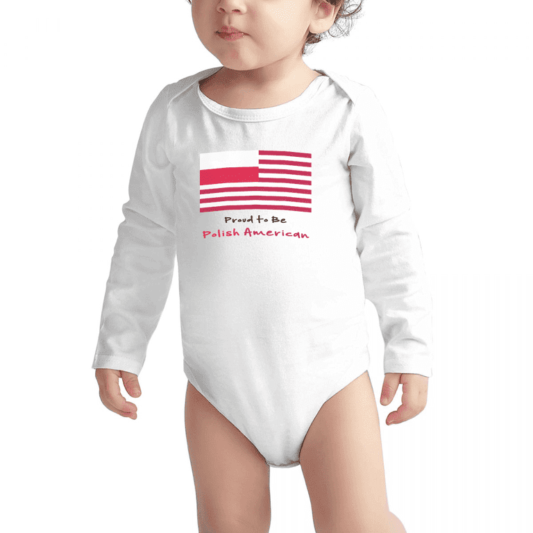 Proud to be Polish American Baby Long Slevve Bodysuit Unisex Gifts (White,  6-12 Months) 