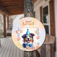 thumbnail image 3 of Watercolor Australian Shepherd Happy Birthday Celebration Balloons Gift Party Round Wood Sign Aussie Dog Lover Gifts Hanging Wall Home Decor - 00028, 3 of 5
