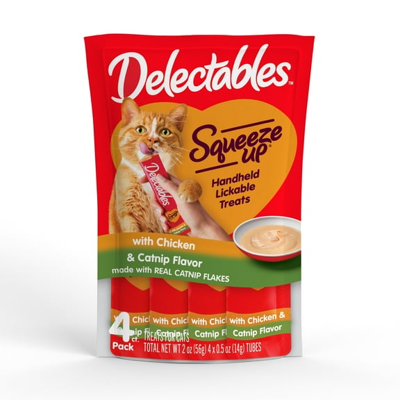 Hartz Delectables Squeeze Up Chicken with Catnip Flavored Lickable Cat Treat, 4ct