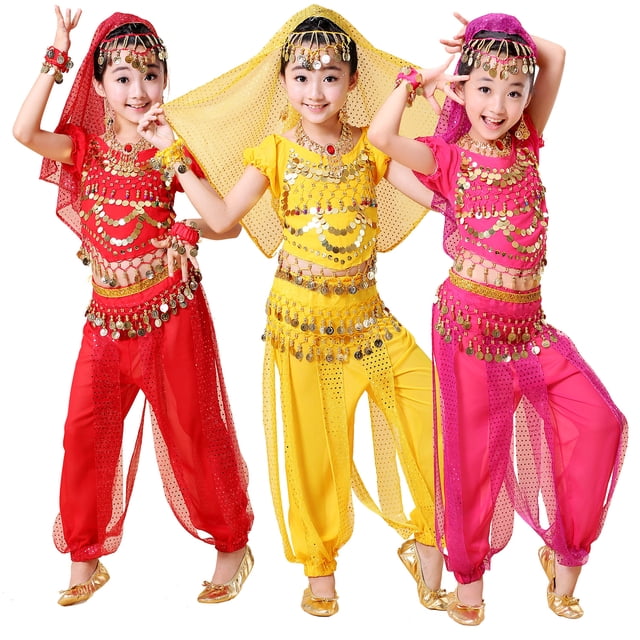 Traje de baile para niños, espectáculo de baile, traje de danza del vientre para niños, ropa de práctica étnica para niñas