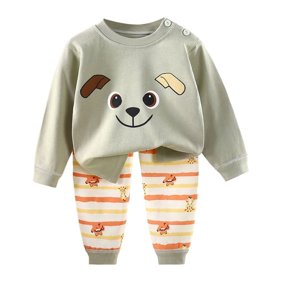 TTUHYWXI Baby Boy Fall Outfit 6 12 18 24 Months 2T 3T 4T 5T Toddler Girl Outfits Animal Print Long Sleeve T-Shirt and Elastic Pants for 2 Piece