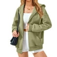 thumbnail image 6 of Women's Zip Up Hoodies Plus Size Drawstring Long Sleeve Solid Color Sweatshirts Fall Winter Fashion Casual Hooded Jacket, 6 of 8