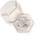 thumbnail image 1 of Caja de terciopelo para anillos de joyería KEWITY Hexagon Premium Vintage Doble, 1 of 4