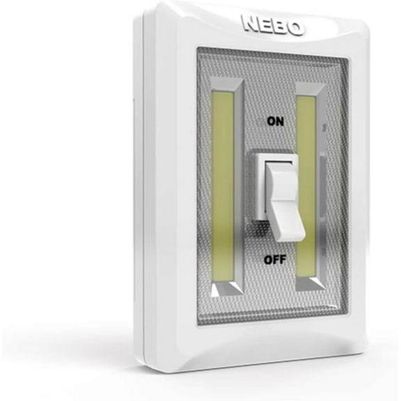 NEBO FlipIt LED Light Switch | 2-Pack of Powerful LED Stand Alone Light Switches for Closets, Cabinets, Attics, Garages, White