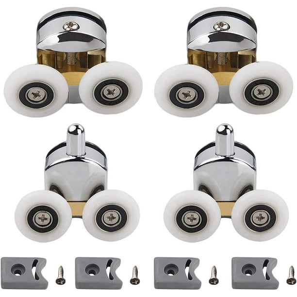 Rodillos para puerta de ducha, rodillos para puerta de ducha deslizante de repuesto para el hogar de 25 mm de diámetro, se adapta a vidrio de 4-6 mm, baño, piezas de repuesto JFHHH pequeña