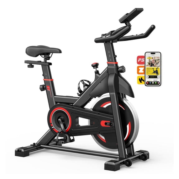Fitness Bike Indoor Cycling Bike with LCD Display, Quiet Belt Drive, Adjustable Resistance & Handlebars - Home Gym Cardio Workout