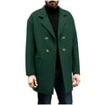 thumbnail image 2 of SDNall Men's Solid Color Long Overcoat, Classic Long Sleeve Button Front Coat with Pockets for Casual Winter Wear, 2 of 9