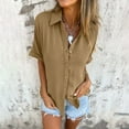 thumbnail image 2 of AherBiu Womens Button down Shirts 1/2 Sleeve Business Casual Tops for Women Lapel V Neck Work Blouse, 2 of 7