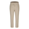 thumbnail image 3 of Chiccall Mens Casual Elastic Waist Pants Drawstring Summer Beach Pant Lightweight Stretch Trouser Beige 2XL, 3 of 5