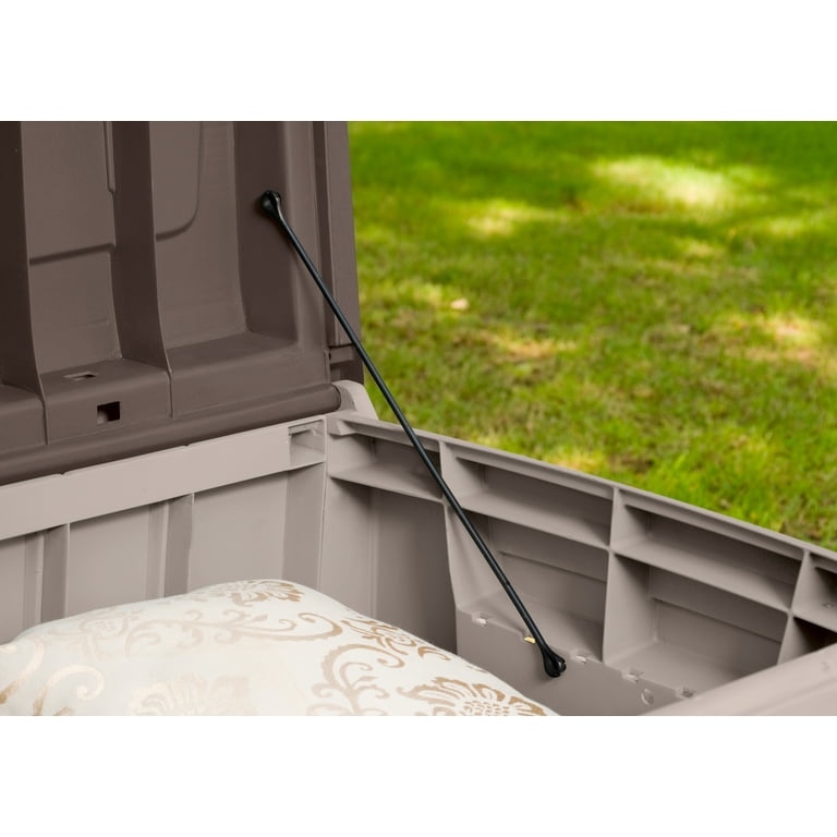Keter ノベルデッキボックス 340L NOVEL DECK BOX 大型 Keter, Outdoor Deck Storage Bench, 90 Gallon, Resin Brown